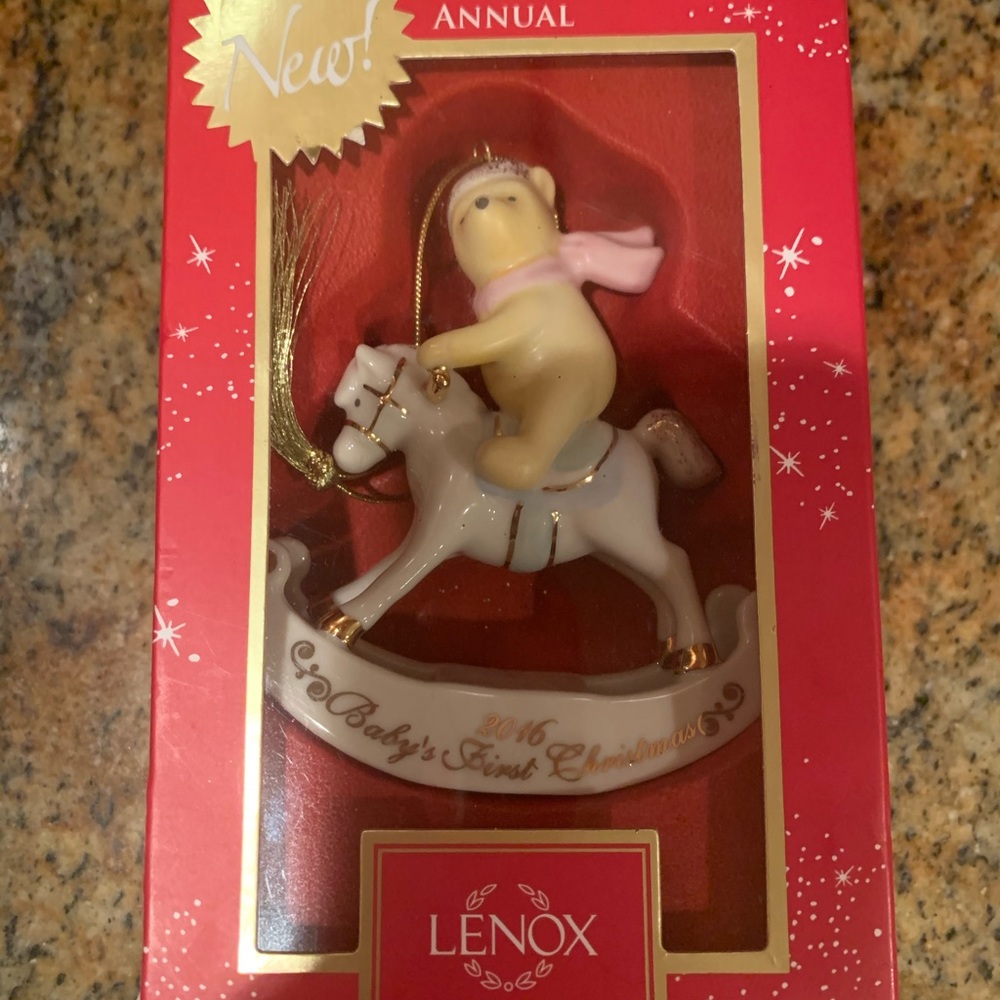Lenox Disney 2016 Baby's 1st Xmas Pooh Rockn Horse